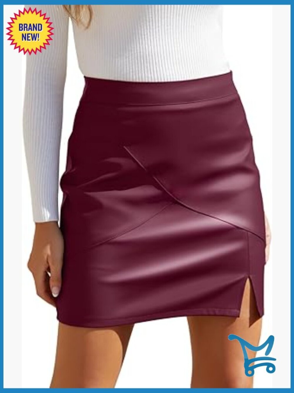 High Waisted Faux Leather Bodycon Pencil Mini Skirt with Built-in Shorts